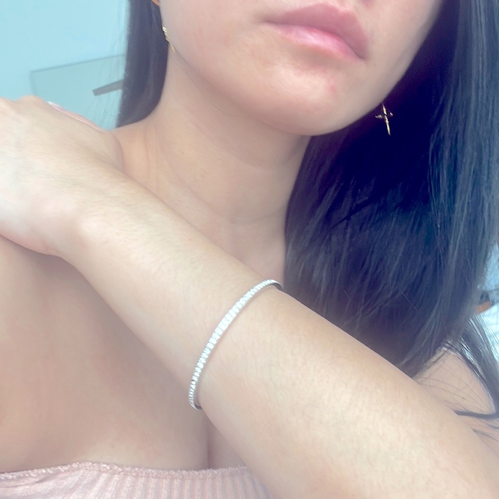 Swarovski silver and crystal skinny bangle